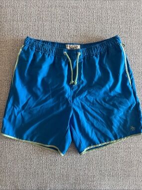 Original Penguin Blue Swim Trunks with Lime Trim